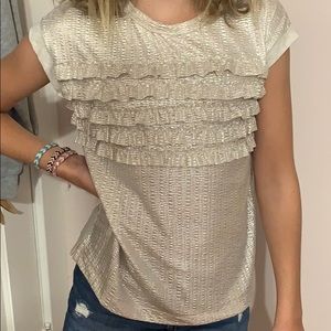 Crewcuts gold ruffle shirt